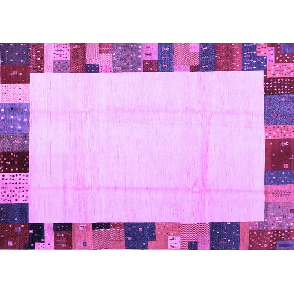 Ahgly Company Indoor Rectangle Solid Purple Modern Area Rugs, 8' x 12'
