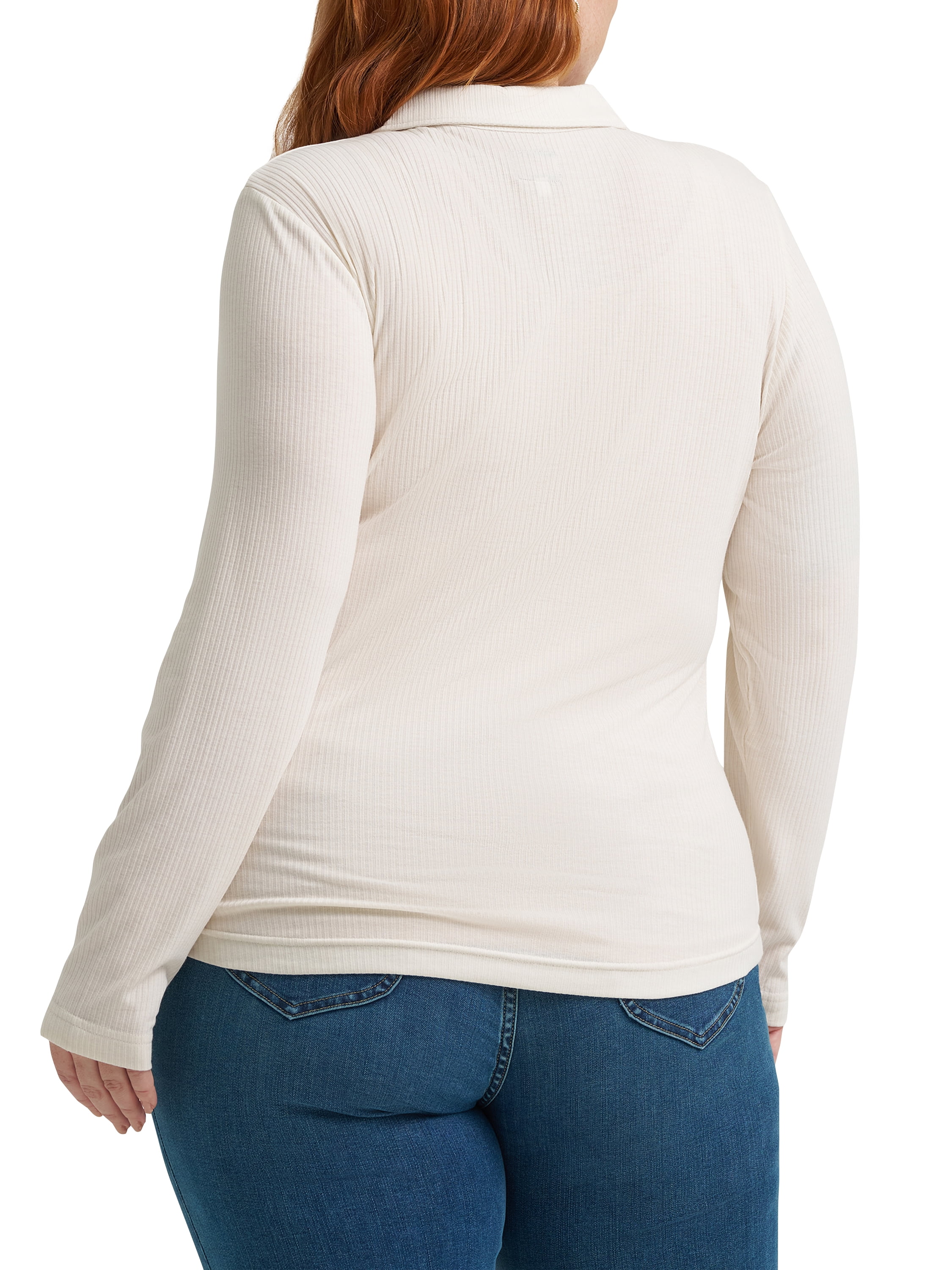 Lee® Women's Plus Long Sleeve Collared Knit Top