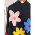 thumbnail image 4 of Women'S Long Puff Sleeve Sweaters Casual Crewneck Ribbed Knit Flower Color Block Loose Pullover Tops, 4 of 5