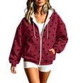 thumbnail image 5 of Raeneomay Women's Polka Dot Hoodie - Zip Up Long Sleeve Pocket Jacket S-XXXL, 5 of 6