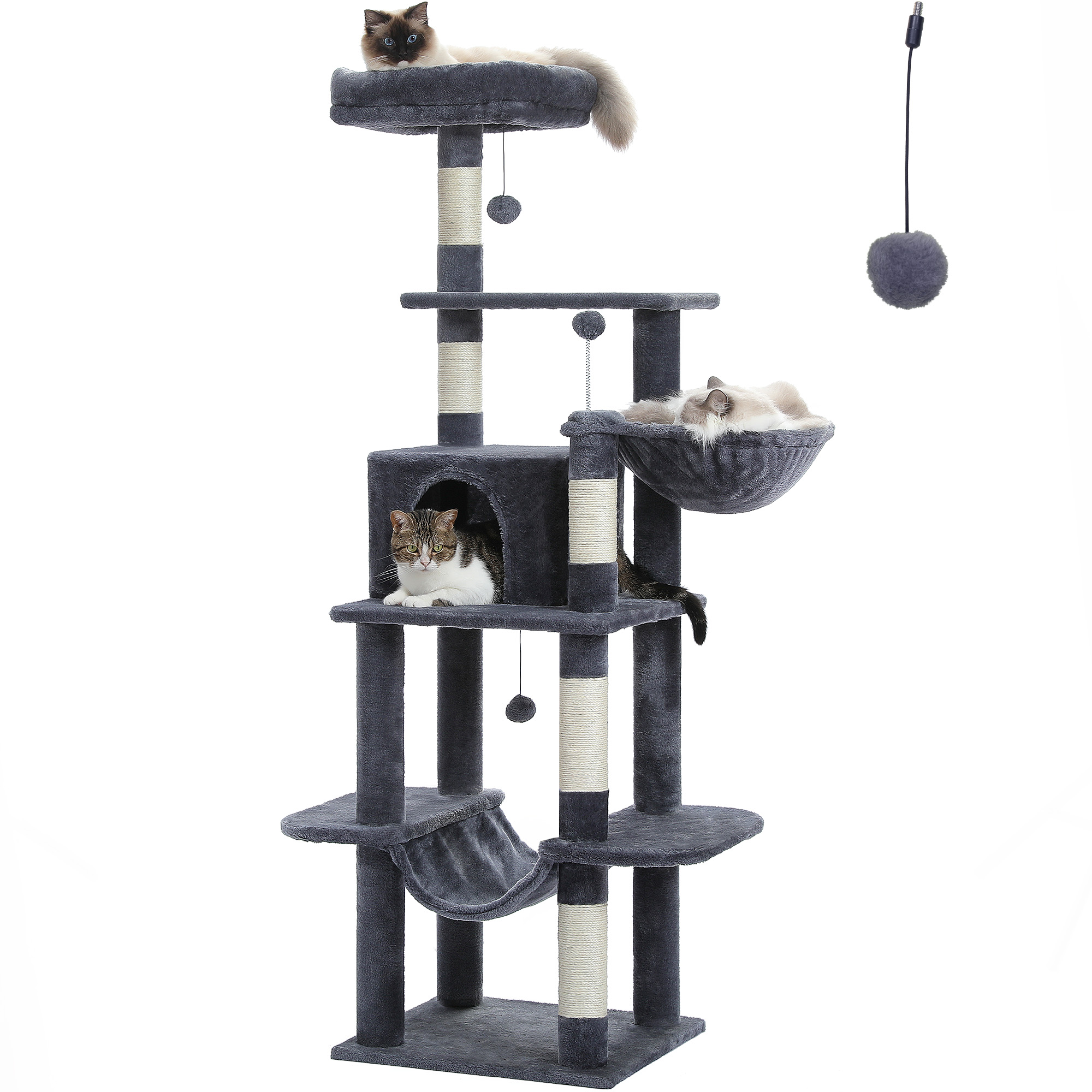 Pawz Road 64" 5-Tier Cat Tree with Dual Hammocks photo 4