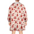 thumbnail image 2 of Wearable Oversized Blanket,Red Christmas Tree Pattern Wearable Blanket Hoodie for Adults,Cozy Hooded Blankets with Super Pockets,Super Warm Fuzzy Pullover for Women & Men, 2 of 6