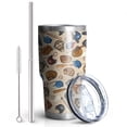 thumbnail image 2 of 30oz Beige Baseball Gear Pattern Tumblers Stainless Steel Tumbler with Lid and Straw,Vacuum Insulated Double Wall Travel Tumbler Cups Mug with Cleaning Brush for Coffee,Tea, 2 of 7
