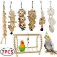 thumbnail image 4 of 15 Pack Extra Large Bird Toys for Parakeet Toys for Bird Cage Accessories Parakeets Swing Chewing Toys, Dinosam Wooden Bird Toys for Cage Parrots Toys, Bird Training Toys, Parrot Hanging Swing, 4 of 13