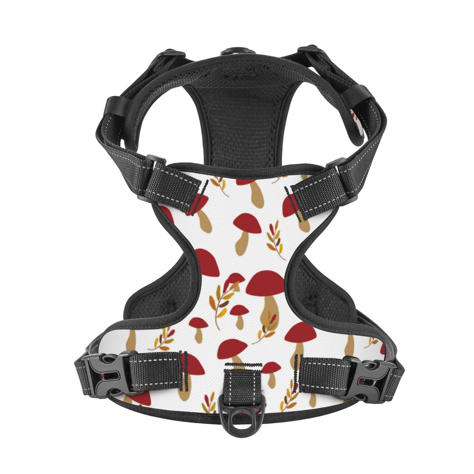 Kdxio Red Mushroom Print No Pull Dog Harness Adjustable Reflective Oxford Easy Control Medium Large Dog Harness for Training and Everyday-X-Large