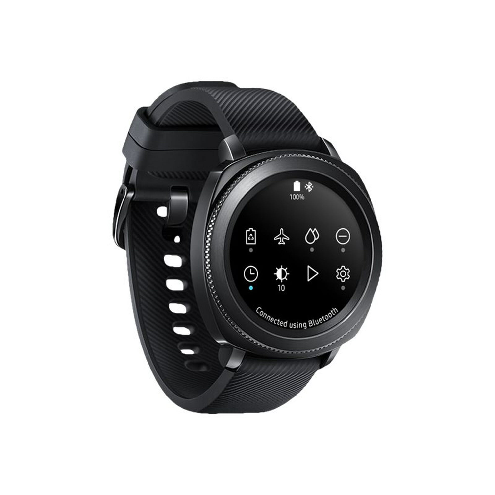 Samsung Gear Sport SM R600 43 mm black smart watch with strap silicone black band size L display 1.2 4 GB Wi Fi NFC Bluetooth 2.36 oz Walmart