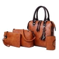 thumbnail image 3 of Bolso de Mano de Moda para Mujer, Bolsos de Cuero PU + Bolso de Hombro + Monedero + Tarjetero, Cumpleaños de Nad para Mujer Marrón Soledad Monedero del bolso de las mujeres, 3 of 10