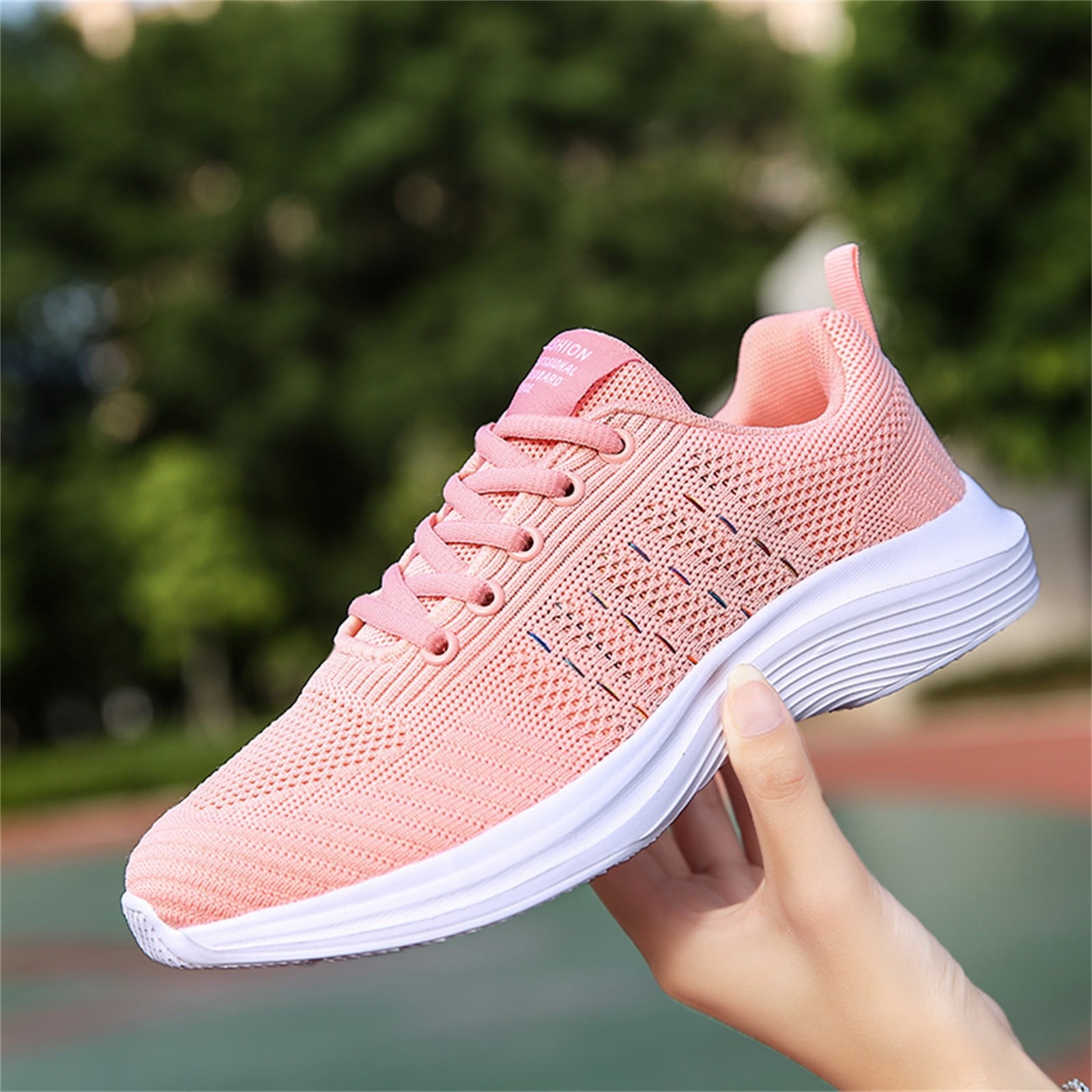 CAICJ98 Womens Tennis Shoes Women's Fashion Sneakers Low Top Casual Loafer  Slip On Flat Walking Shoes,Pink 