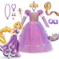 thumbnail image 2 of Vestido de Rapunzel para niña, disfraz de princesa de Disney, vestidos de lujo para fiesta de cumpleaños, disfraz de Halloween, ropa para niños de 2 a 10 años, 2 of 5