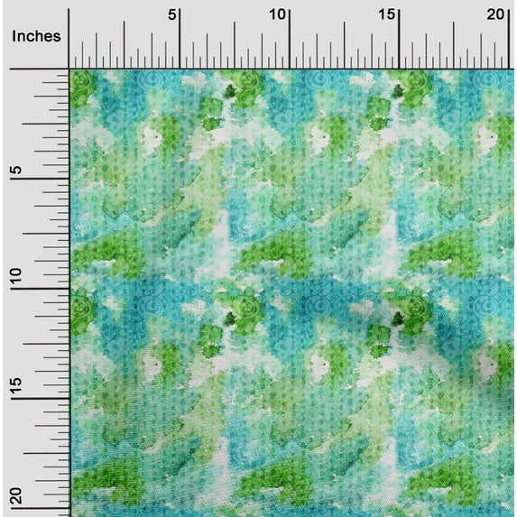 oneOone Georgette Viscose Turquoise Green Fabric Leaves & Floral Texture Sewing Material Print Fabric By The Yard 42 Inch Wide