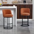 thumbnail image 2 of CQSXDA Modern Set of 2 Linen Fabric Upholstered Accent Bar Stools with Backrest, for Counter Height Kitchen Islands, Orange, 2 of 19