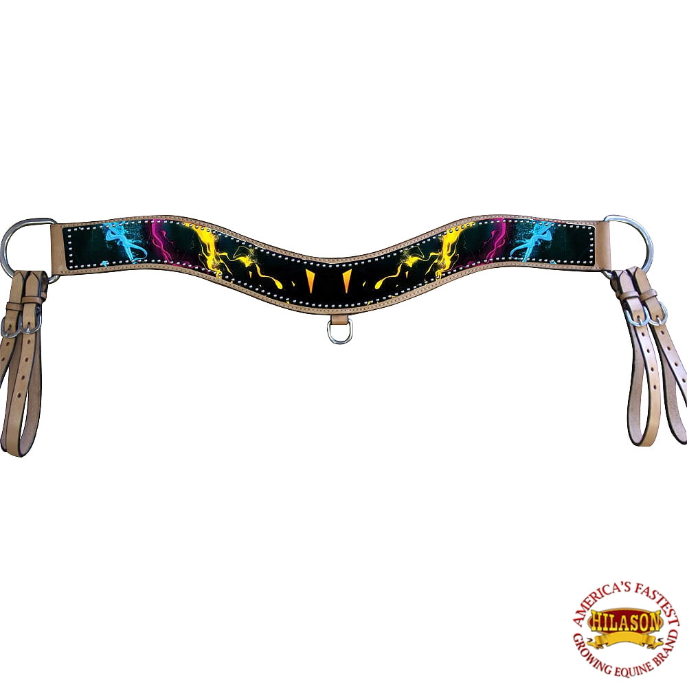 HILASON Western Horse Floral Headstall Breast Collar Set American Leather Tan avec Turquoise | Cuir Headstall | Cuir Breast Collar | Tack Set pour