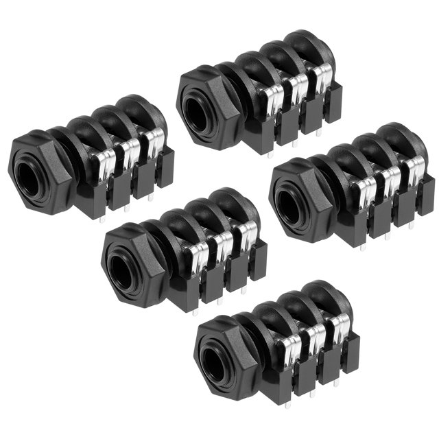 Conector hembra estéreo de auriculares Audio Video negro de Montaje en PCB de 6,35 mm 6 pin 5uds