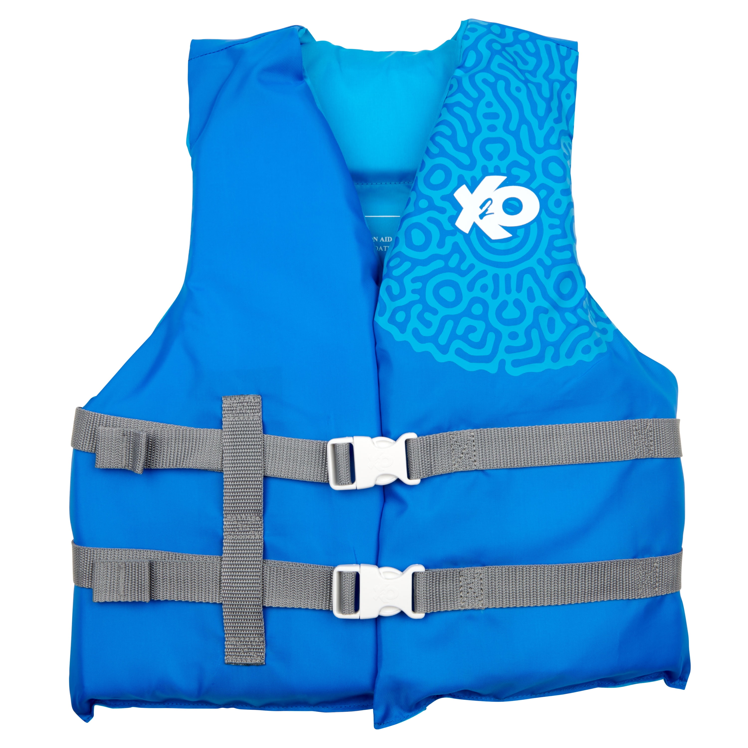 X2O Universal Youth Open-Sided Life Vest and Jacket, 50lbs - 90lbs, Blue Ocean Coral