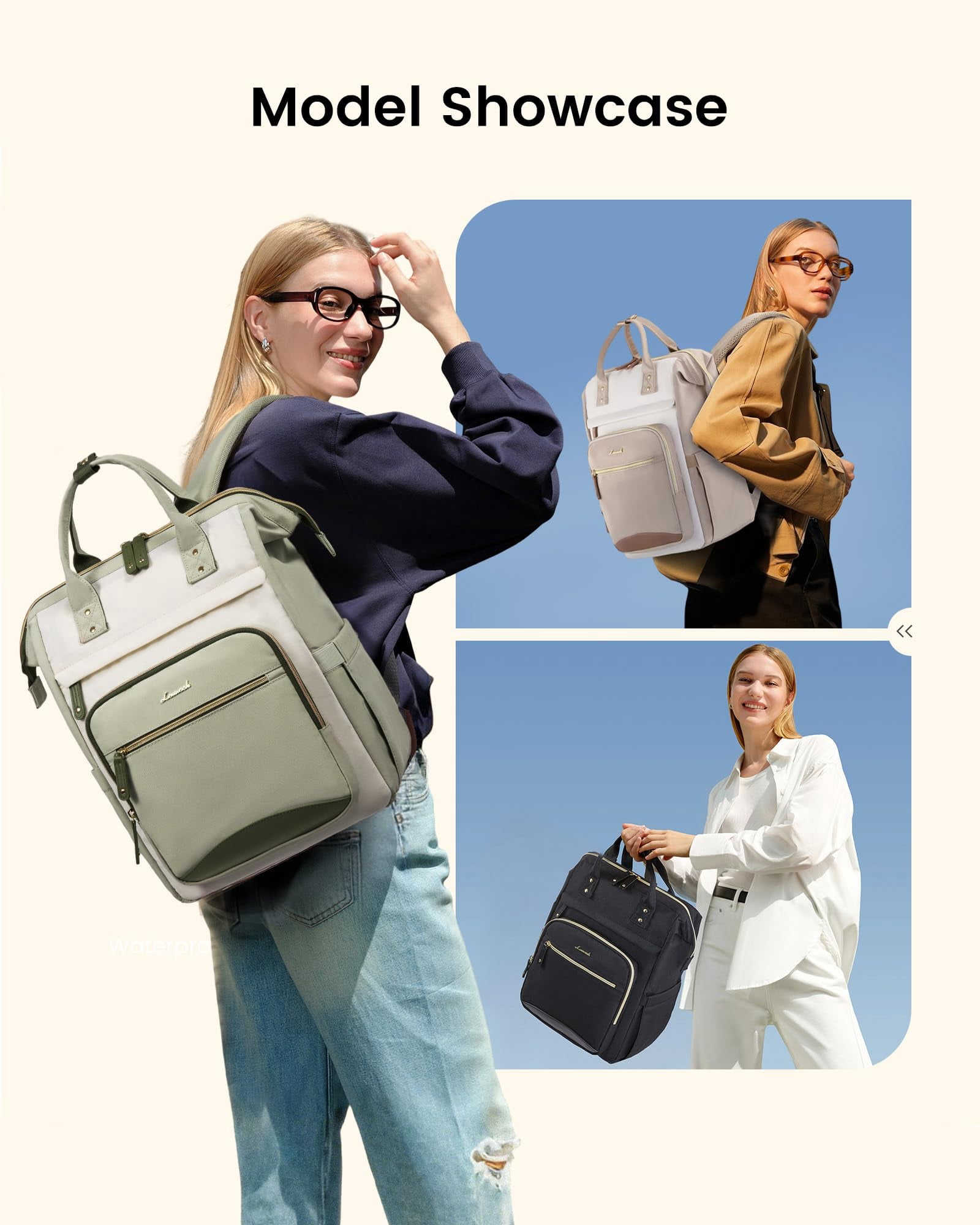 LOVEVOOK Laptop Backpack for Women Work Bag with Large Capacity Cup Side Pocket, 15.6 Inch Waterproof Computer Backpacks Purse, College Bookbag for School, Business, Teacher, Travel