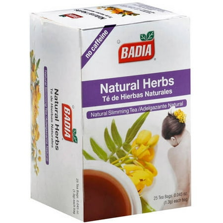 Badia Natural Herbs Slimming Tea Bags, 25 count, (Pack of