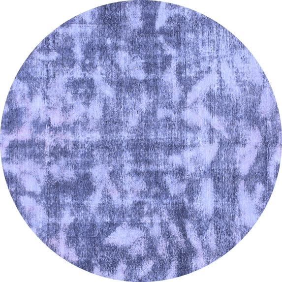 Ahgly Company Machine Washable Indoor Round Abstract Blue Modern Area Rugs, 7' Round