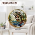 thumbnail image 2 of Bass Fish Stained Glass Style Round Wall Clock, Rustic MDF Wood Fishing Decor, Lake House Cabin Lodge Angler Man Cave Gift for Dad, 2 of 5