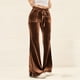 thumbnail image 1 of Karight Velvet Pants Women Lounge Comfy Womens Velour Flare Pants Casual Pants Wide Leg High Waisted Drawstring with Pockets, 1 of 5
