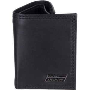 Genuine Dickies Men's Black Leather Trifold Wallet