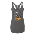 thumbnail image 2 of Funny Graphic Astronaut Cat in Space on Cheeseburger | Womens Cat Lover Premium Tri-Blend Racerback Tank Top, Premium Heather, Small, 2 of 3