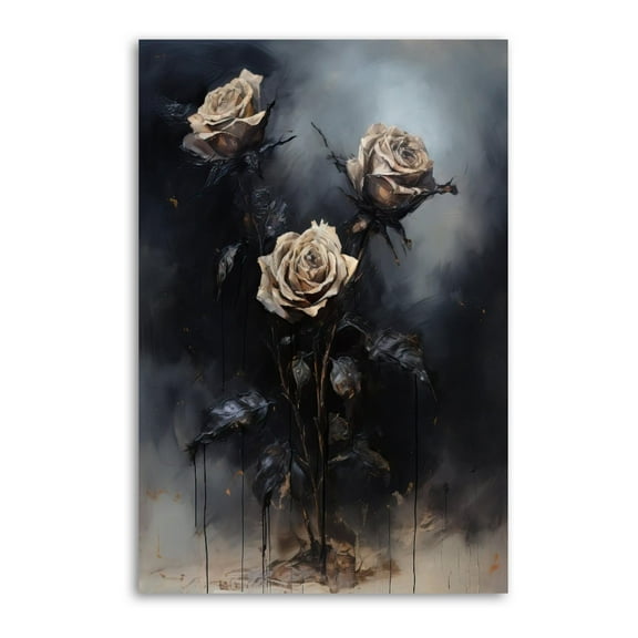 Halloween Vintage White Rose Picture Print Wall Art Poster Painting Canvas Posters Artworks Gift Room Aesthetic 24x36inch(60x90cm)