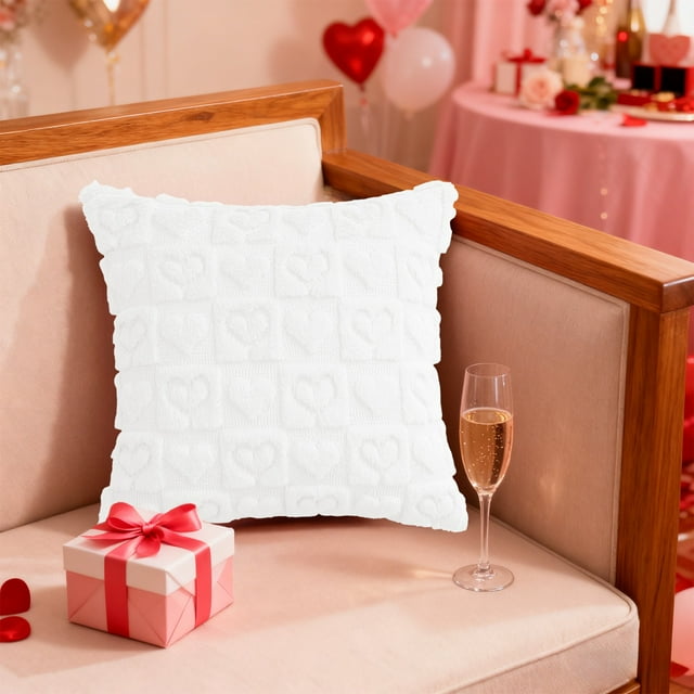 Funda de almohada de felpa, decoración navideña, funda de almohada de San Valentín, funda de almohada con pelusa en forma de corazón, funda de cojín para sofá de sala de estar, funda de almohada, deco