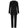 thumbnail image 5 of SELONE Blazer Jackets for Women Two Piece Outfits Going Out Business Attire 2 Piece Outfits Long Sleeve Coats Tops Solid Long Pants Sets 3-Black XXL, 5 of 9