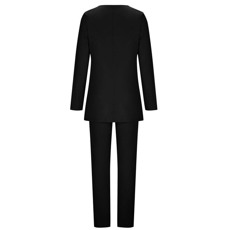 Idoravan Women Sets Clothing Clearance Womens Long Sleeve Solid Suit Pants  Casual Elegant Business Suit Sets 