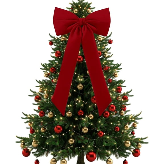 Guvpev Large Christmas Bow Ornament - 15x30" Giant Velvet Bows for Xmas Tree Topper Decor, Ribbon Hanging Bows for Christmas Holiday Home Wall Indoor Outdoor Party Garland Crafts Decorations