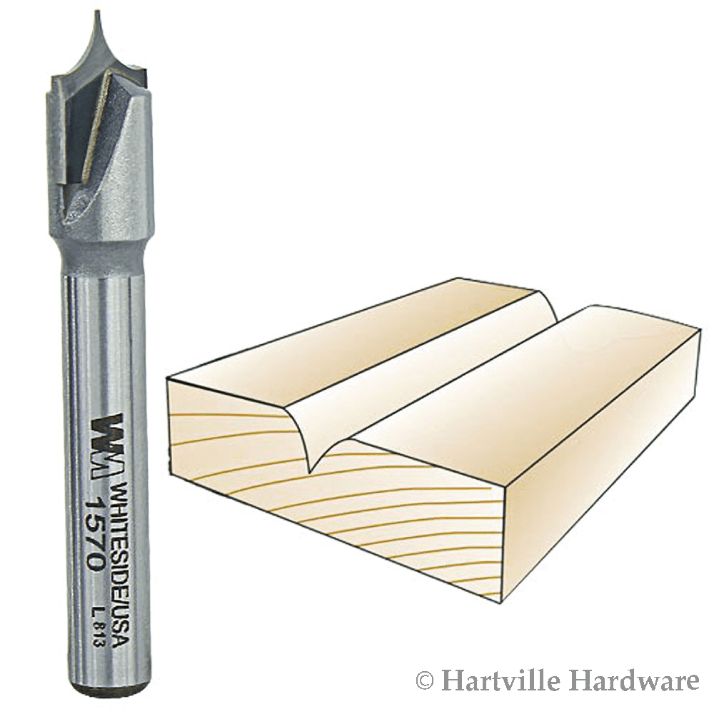 Whiteside Router Bits 1570 Point Cutting Round Over Bit with 3/16-Inch
