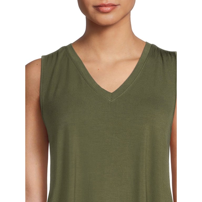 Time and Tru Women's Shirred Shoulder Tank Top - Walmart.com