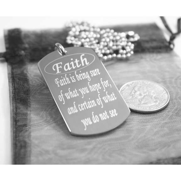 FAITH SPECIAL MESSAGE NECKLACE PENDANT DOG TAG SOLID STAINLESS steel