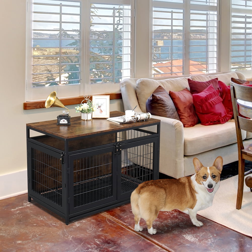 Kadyn Super Sturdy Dog Cage, 37.4 "Furniture Dog Cage, Dog Crate for Small/Medium Dogs, Three door and Three lock, Pet Crate furniture, End Table Night Stand Indoor Use, Rustic Brown Kadyn Super Sturdy Dog Cage, 37.4 "Furniture Dog Cage, Dog Crate for Small/Medium Dogs, Three door and Three lock, Pet Crate furniture, End Table Night Stand Indoor Use, Rustic Brown