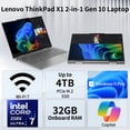 thumbnail image 2 of Lenovo ThinkPad X1 Business 2-in-1 Laptop, 14" FHD+ Touchscreen, Intel Core Ultra 7 258V, 32GB RAM, 1TB SSD, Windows 11 Pro, 2 of 7
