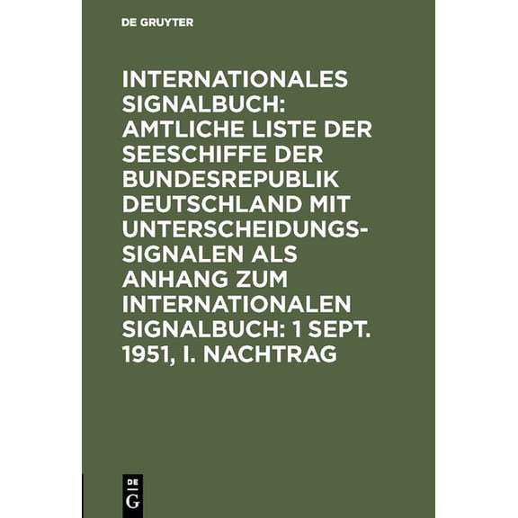 1 Sept. 1951, I. Nachtrag, (Hardcover)