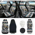thumbnail image 2 of Yuyamidu Wolf Car Front Seat Covers Full Set of 12 Western Aztec Steering Wheel Cover Seat Belt Pads Armrest Cover Cup Holders Trash Bag Air Vent Bag Rearview Mirror Cover Wristlet Lanyard Keychain, 2 of 7