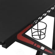 Topbuy K-Shape Gaming Desk Computer PC E-Sports Table w/ Cup Holder Hook Black
