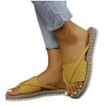 thumbnail image 4 of Hopeusnice Slippers for Women Non-Slip Flock Summer Shoes Soft Trendy Thong Sandals Women's Slippers Breathable Flat Heel Shoes for Beach Moisture-Wicking Walking Shoes Yellow 37, 4 of 8