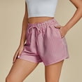 thumbnail image 4 of BiZtdJrK Womens Striped Bermuda Shorts Drawstring Elastic Waisted Wide Leg Shorts Baggy Comfy Casual Summer Beach Shorts sales today clearance Pink S, 4 of 8