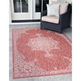 thumbnail image 2 of Unique Loom Tapis de Transition Classique Traditionnel Collection Médaillon d'Intérieur et d'Extérieur, 4 x 6 Pieds, Rouille Rouge/gris, 2 of 2