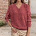 thumbnail image 2 of Tnhcen Women's Casual Long-Sleeve Pullover Sweater Solid Color Loose Fit Basic Style Simple V-Neck Polyester Soft Comfortable S-XL, 2 of 3