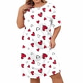 thumbnail image 2 of Chemises de Nuit pour Femmes Grande Taille Robe de Nuit Décontractée pour Femmes Grande Taille Imprimé Cœur Manches Courtes Col Rond Extensibilité Moyenne Nuisette Ample TG, 2 of 4