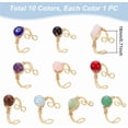 thumbnail image 3 of 10 Styles 10Pcs Adjustable Wire Wrapped Rings Irregular Gemstone Rings Set for Women Stackable Fashion Ring Set Gem Ring Light Gold Wire Wrapped Rings 18mm Light Gold, 3 of 6