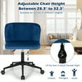 thumbnail image 6 of Costway Velvet Home Office Leisure Vanity Chair Armless Adjustable Swivel Blue, 6 of 10