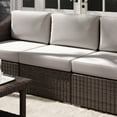thumbnail image 6 of Martha Stewart Indoor-Outdoor Modular Patio Sectional Sofa Center Seat in Brown Rattan Wicker with Tan All-Weather Cushions, 6 of 12