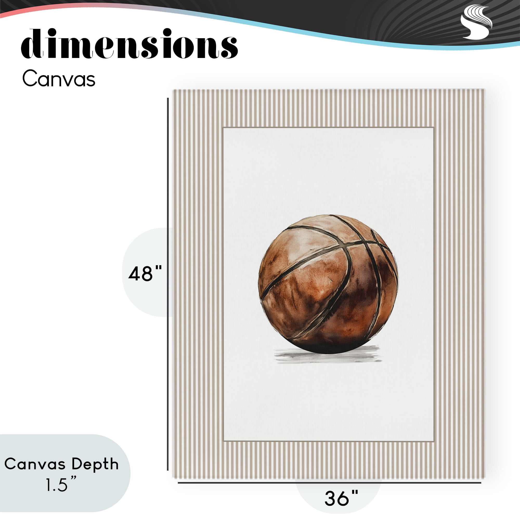 Stupell Industries Vintage Sports Basketball Canvas Wall Art, design by Christine Simpson Art