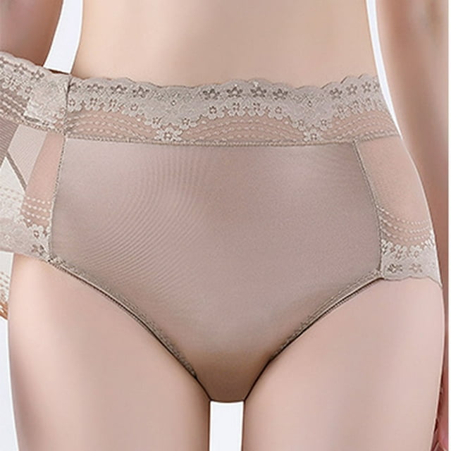 Cameland Lace Underwear For Women High Waisted Tummy Control Butt Lifting Invisible Briefs Embroidery Floral Cheeky Panties