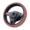 thumbnail image 2 of Susaid Maroon And White Polka Dot Print Elastic Car Steering Wheel Cover, 15 Inches Breathable Vehicle Steer Wheel Protector, Universal for SUV, Truck, 2 of 6