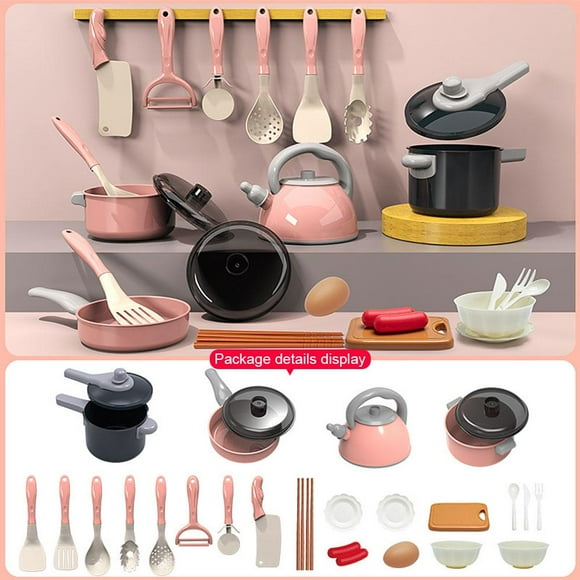 Childrens Simulation Kitchen Utensils Set, Mini Cooking Toys Tablewars